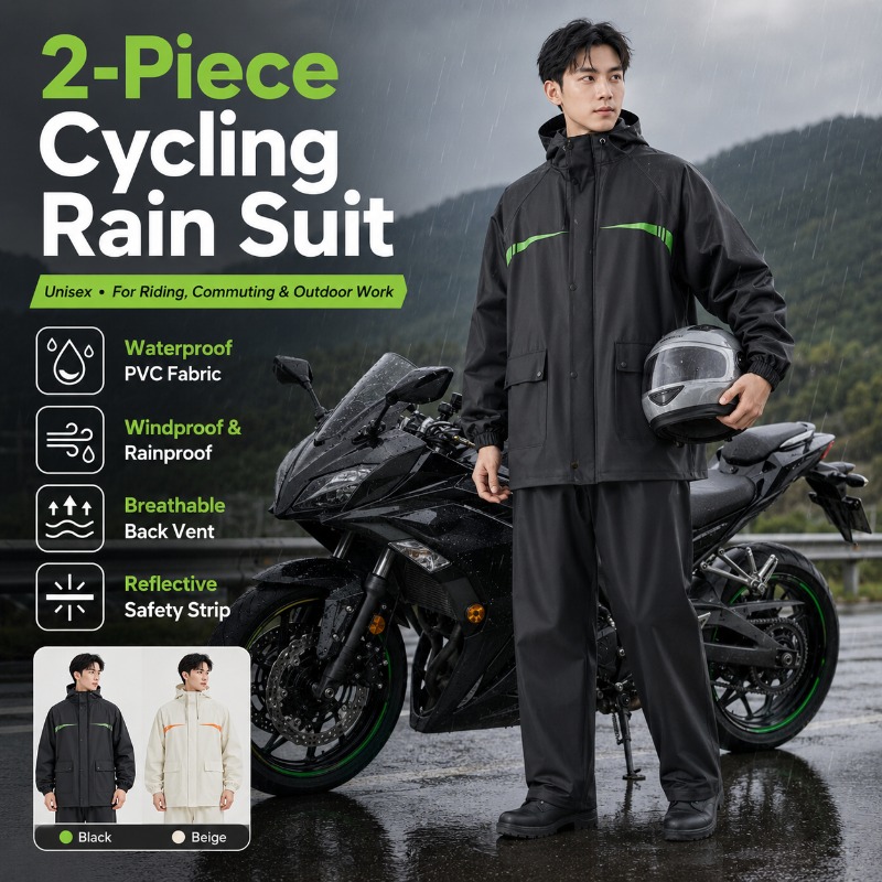 Cycling Commute Jacket - Unisex 2-delige waterdichte fietsregenpak – jas